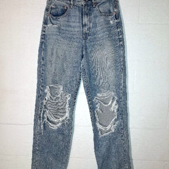 American Eagle Jeans AE Strigid Highest Rise Baggy Straight Sz 6 Distressed - Picture 1 of 10
